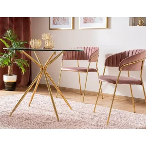 Stół azalia transp./ złoty stelaż fi 80