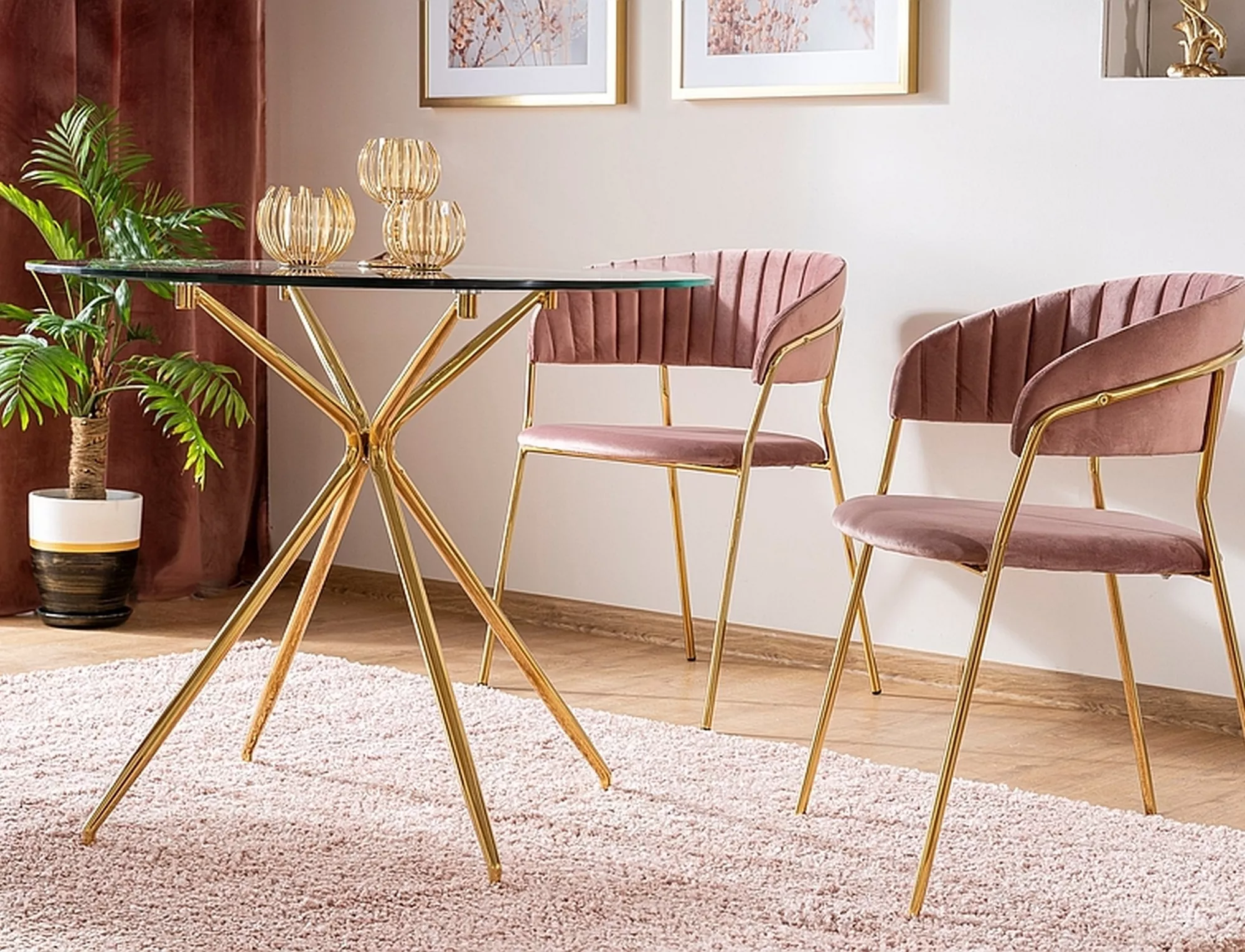 Stół azalia transp./ złoty stelaż fi 80