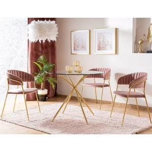 Stół azalia transp./ złoty stelaż fi 80