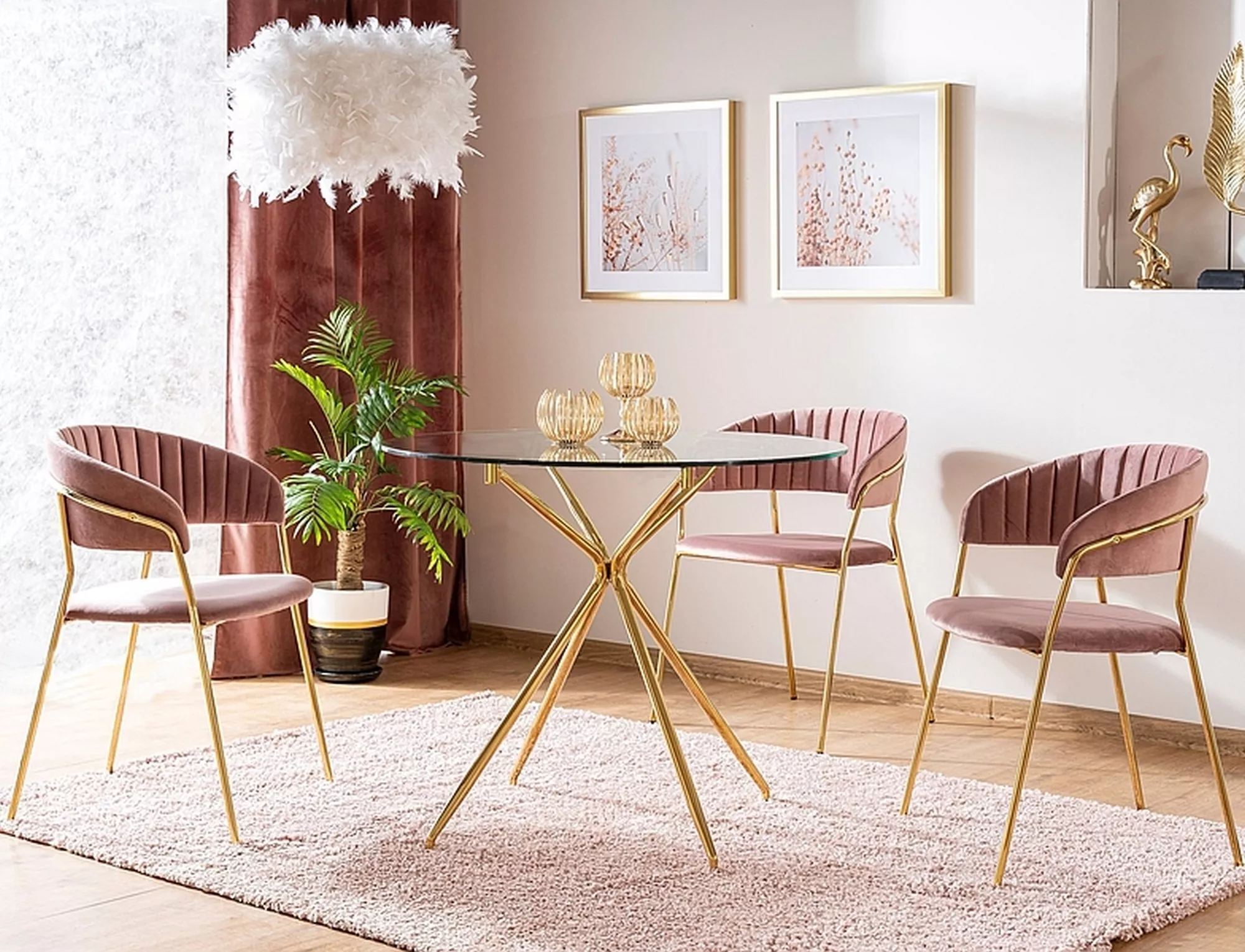 Stół azalia transp./ złoty stelaż fi 80