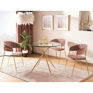 Stół azalia transp./ złoty stelaż fi 80