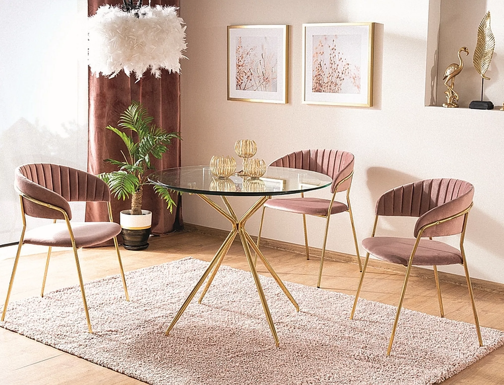 Stół azalia transp./ złoty stelaż fi 80