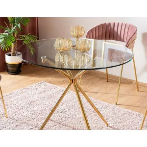 Stół azalia transp./ złoty stelaż fi 80