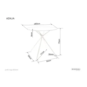 Stół azalia transp./ złoty stelaż fi 80