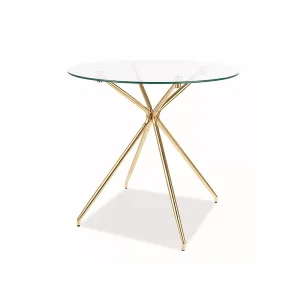 Stół azalia transp./ złoty stelaż fi 80