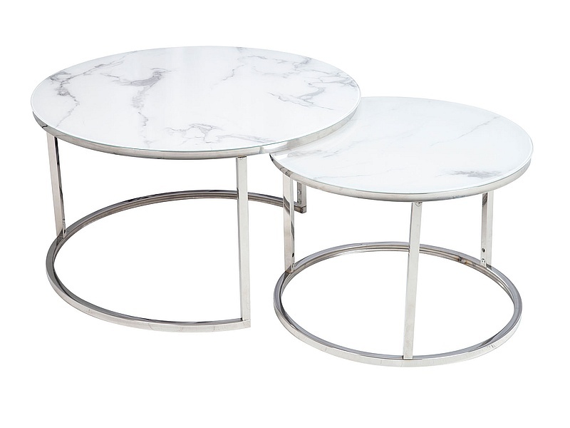 ława atlanta b biały efekt marmuru / chrom zestaw