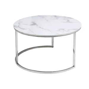 ława atlanta b biały efekt marmuru / chrom zestaw