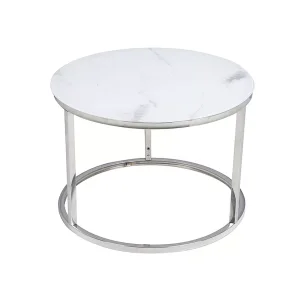 ława atlanta b biały efekt marmuru / chrom zestaw