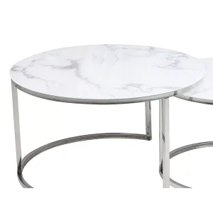 ława atlanta b biały efekt marmuru / chrom zestaw