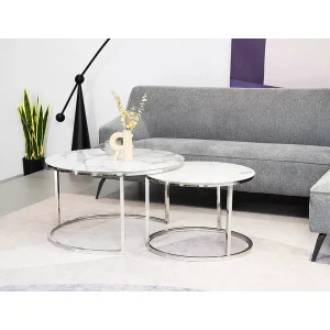 ława atlanta b biały efekt marmuru / chrom zestaw