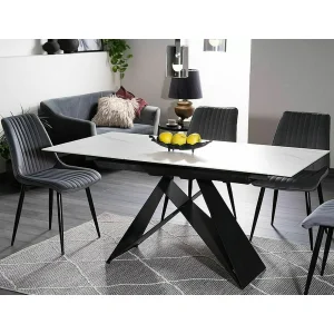 Stół westin sc biały efekt marmuru/czarny mat 120(160)x80