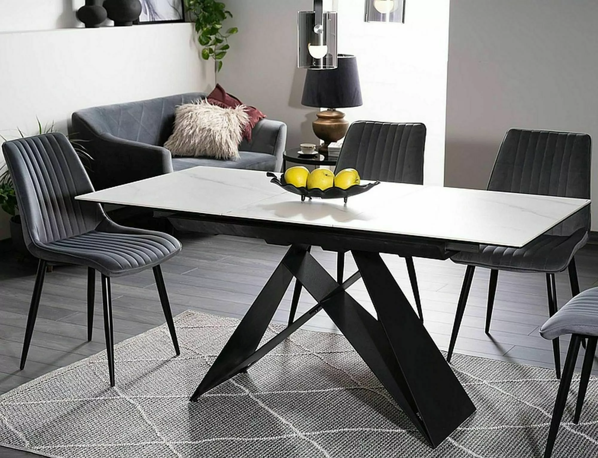 Stół westin sc biały efekt marmuru/czarny mat 120(160)x80