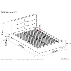 łóżko sierra velvet 160x200 kolor beż/dąb tapicerka bluvel 28