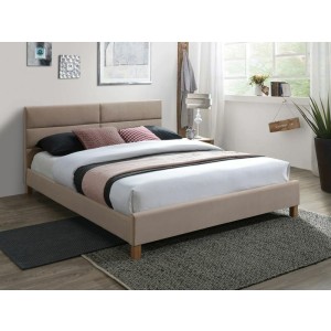 łóżko sierra velvet 160x200 kolor beż/dąb tapicerka bluvel 28
