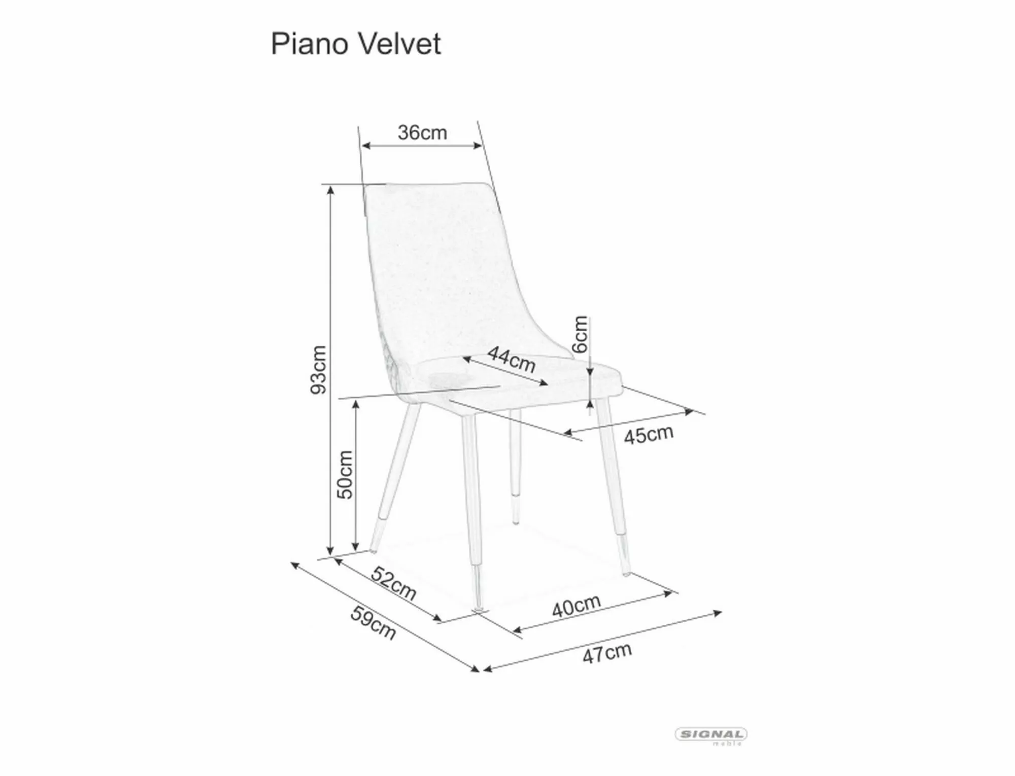 Krzesło piano b velvet czarny stelaż/szary bluvel 14