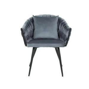 Krzesło nuvo velvet czarny stelaż / szary bluvel 14