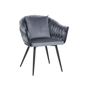 Krzesło nuvo velvet czarny stelaż / szary bluvel 14