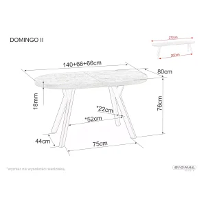 Stół domingo ii okleina naturalna dąb / czarny 140(272)x80