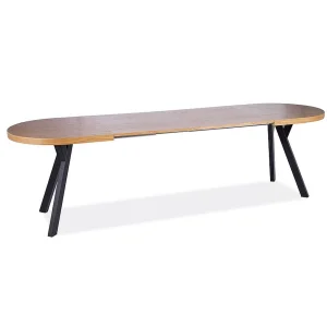 Stół domingo ii okleina naturalna dąb / czarny 140(272)x80