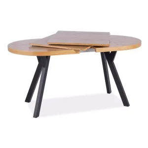 Stół domingo ii okleina naturalna dąb / czarny 140(272)x80