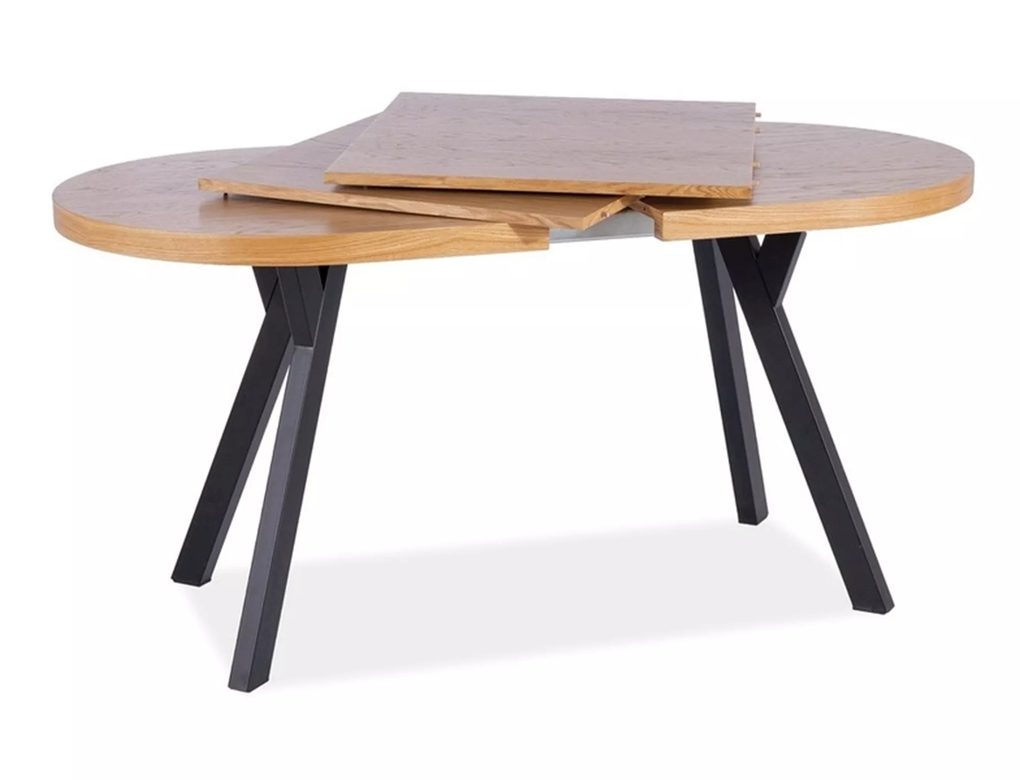 Stół domingo ii okleina naturalna dąb / czarny 140(272)x80