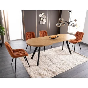 Stół domingo ii okleina naturalna dąb / czarny 140(272)x80