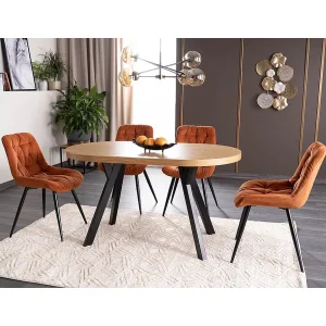 Stół domingo ii okleina naturalna dąb / czarny 140(272)x80