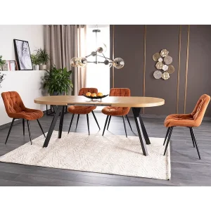 Stół domingo ii okleina naturalna dąb / czarny 140(272)x80