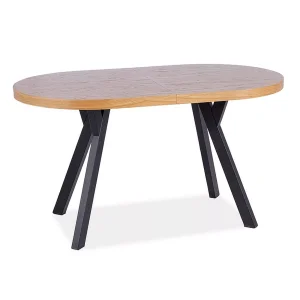 Stół domingo ii okleina naturalna dąb / czarny 140(272)x80