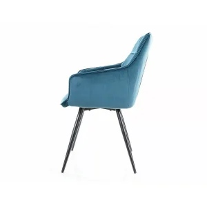 Krzesło lilia velvet czarny stelaż/turkus bluvel 85