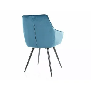 Krzesło lilia velvet czarny stelaż/turkus bluvel 85
