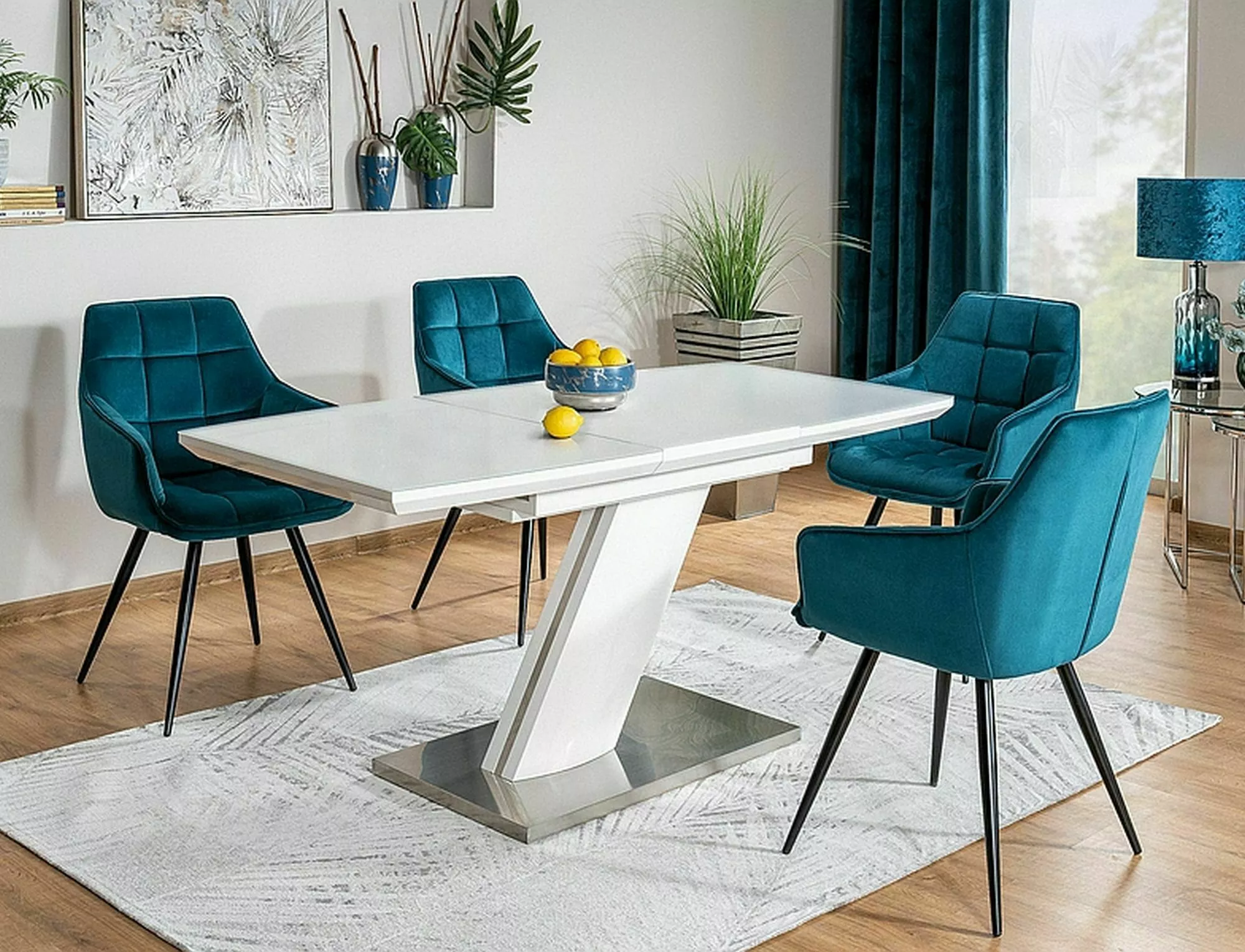 Krzesło lilia velvet czarny stelaż/turkus bluvel 85