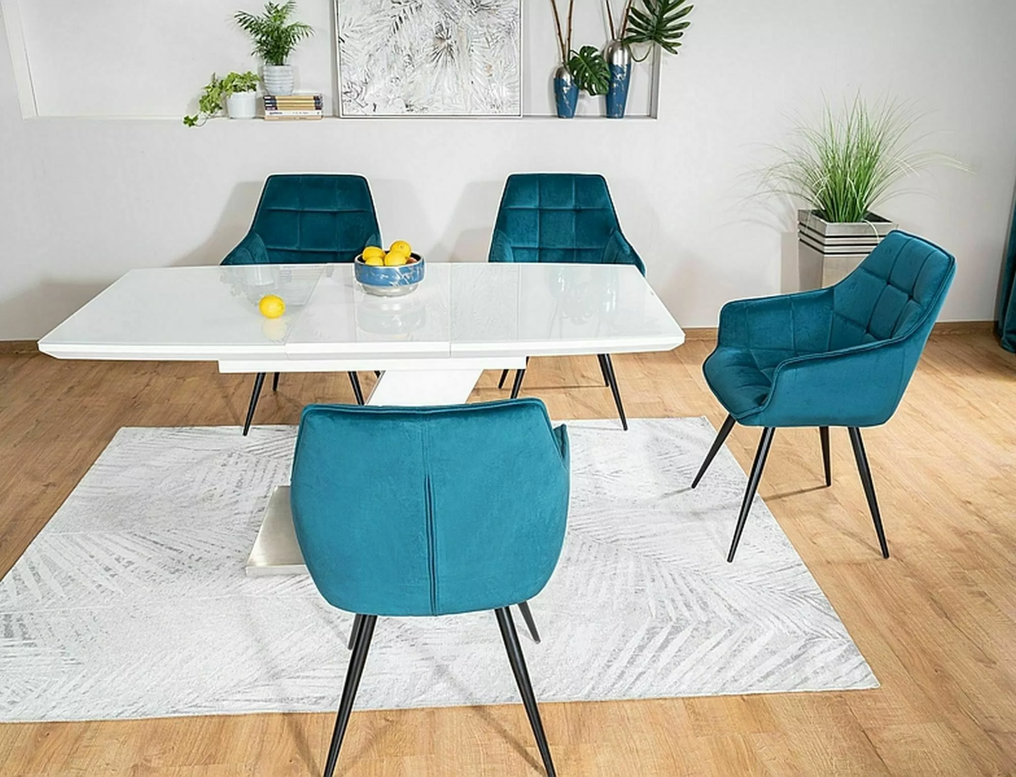 Krzesło lilia velvet czarny stelaż/turkus bluvel 85