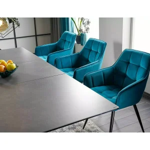 Krzesło lilia velvet czarny stelaż/turkus bluvel 85