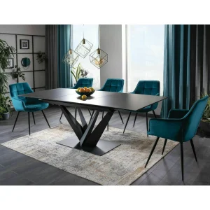 Krzesło lilia velvet czarny stelaż/turkus bluvel 85