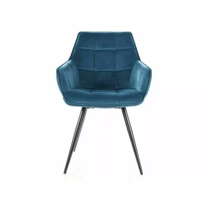 Krzesło lilia velvet czarny stelaż/turkus bluvel 85