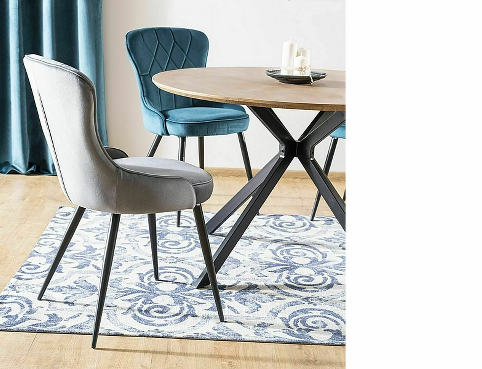 Krzesło lotus velvet czarny stelaż/szary bluvel 14