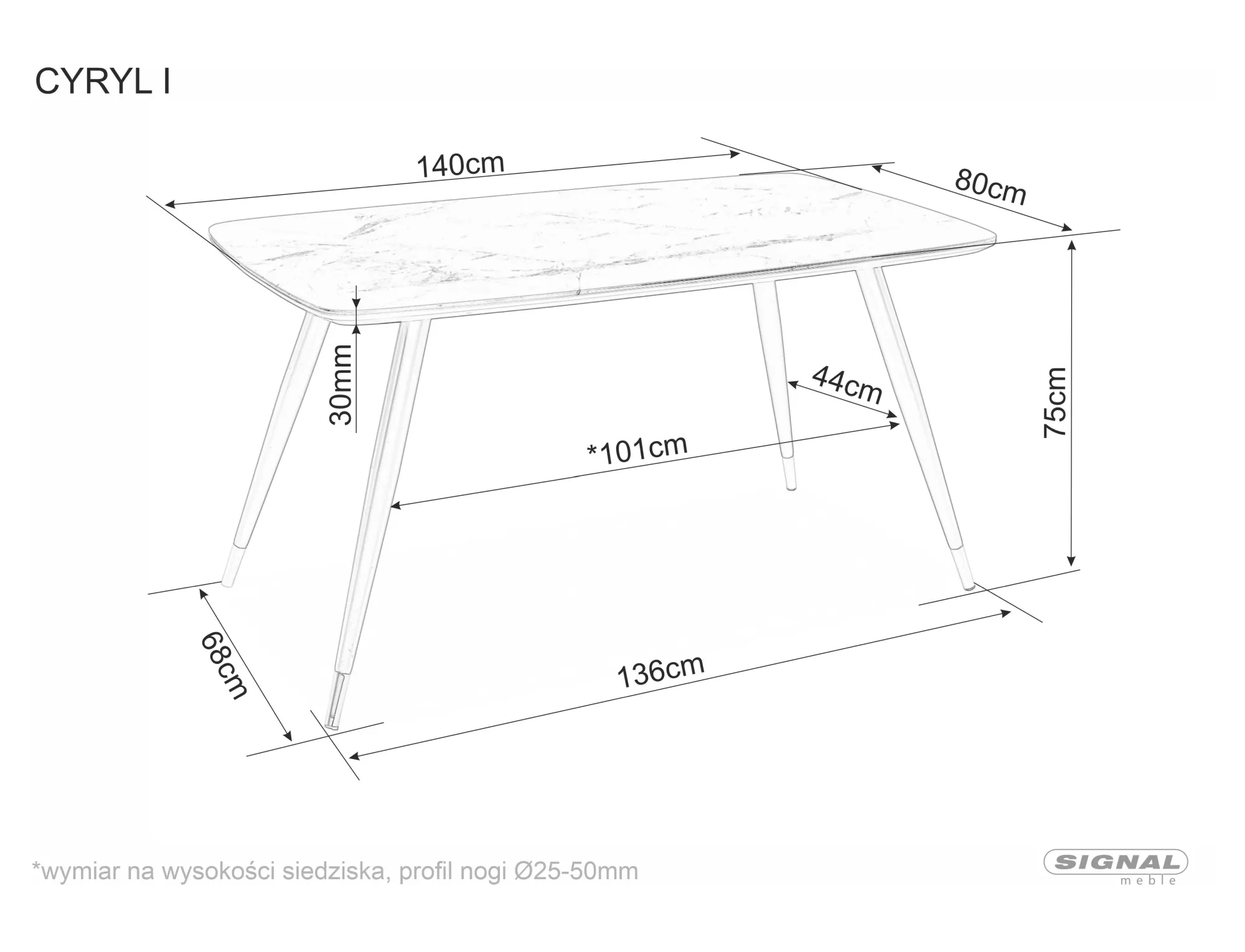Stół cyryl i czarny efekt kamienia/czarny/złoty stleaż 140x80
