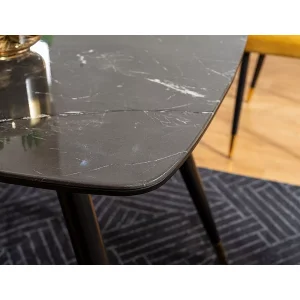 Stół cyryl i czarny efekt kamienia/czarny/złoty stleaż 140x80