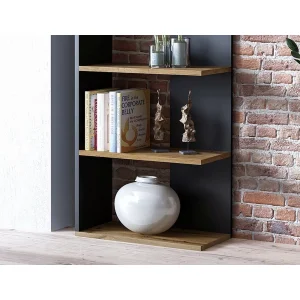 Regał corner dąb wotan+czarny 170x60