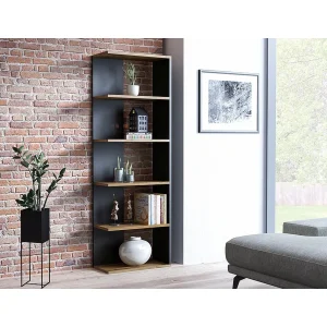 Regał corner dąb wotan+czarny 170x60