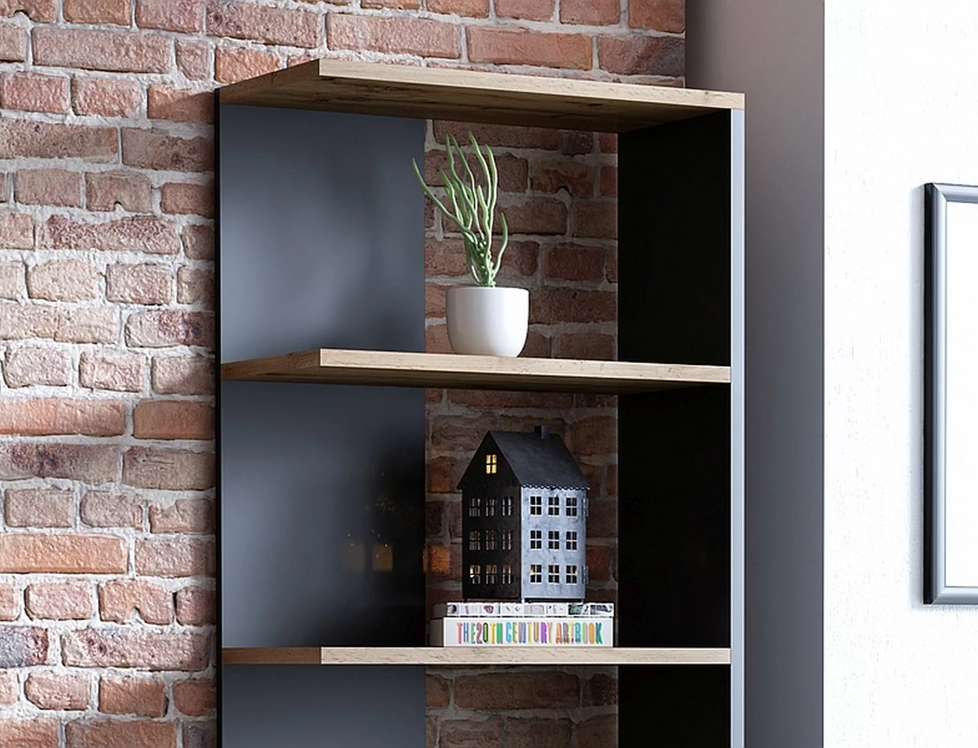 Regał corner dąb wotan+czarny 170x60