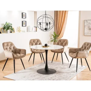 Krzesło cherry velvet czarny stelaż/beż bluvel 28