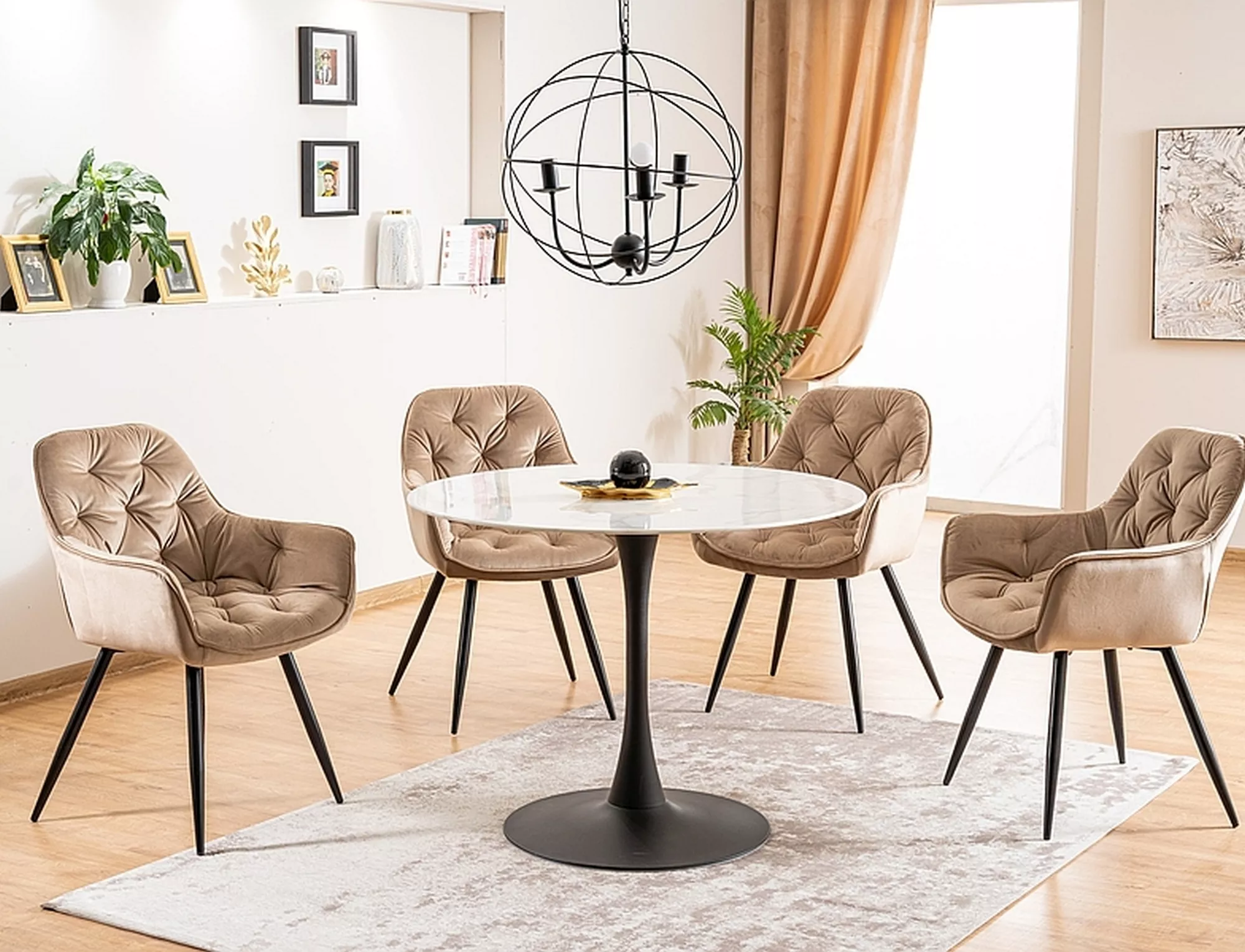 Krzesło cherry velvet czarny stelaż/beż bluvel 28