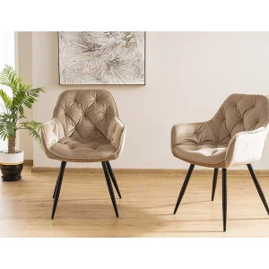 Krzesło cherry velvet czarny stelaż/beż bluvel 28