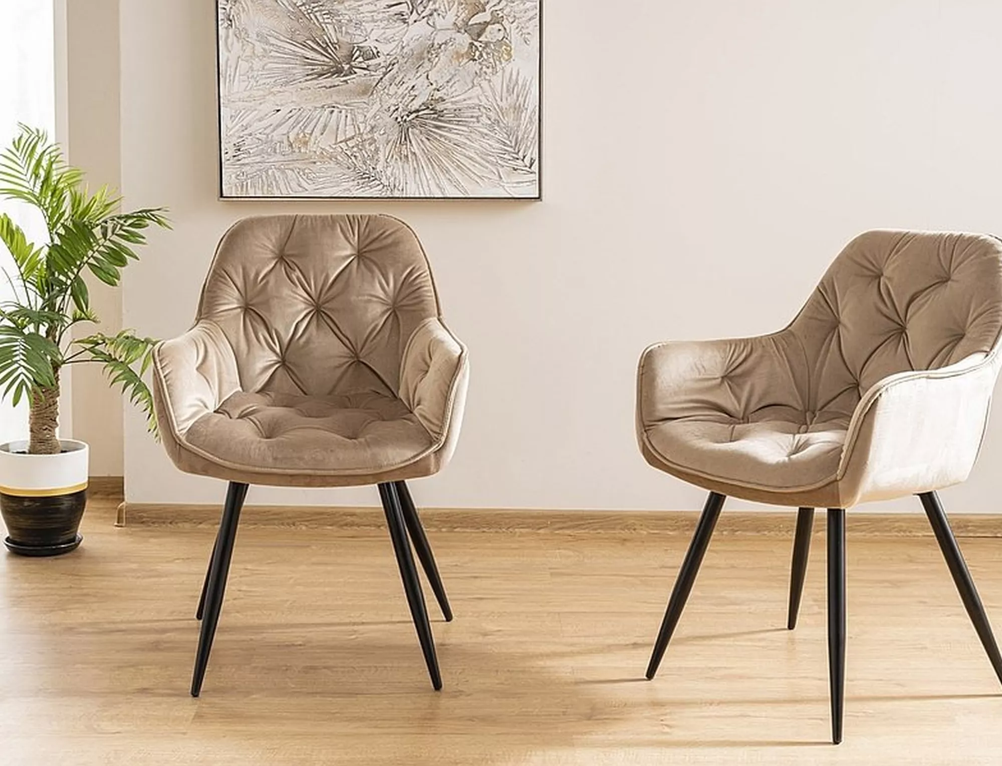 Krzesło cherry velvet czarny stelaż/beż bluvel 28