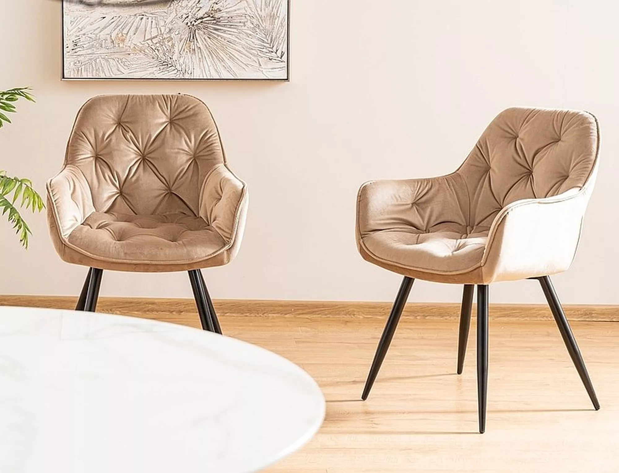 Krzesło cherry velvet czarny stelaż/beż bluvel 28