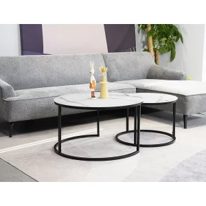 ława atlanta c biały mat efekt marmuru / czarny mat zestaw