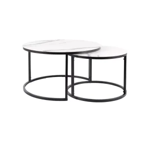 ława atlanta c biały mat efekt marmuru / czarny mat zestaw