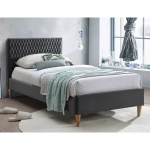 łóżko azurro velvet 90x200 kolor szary/dąb bluvel 14